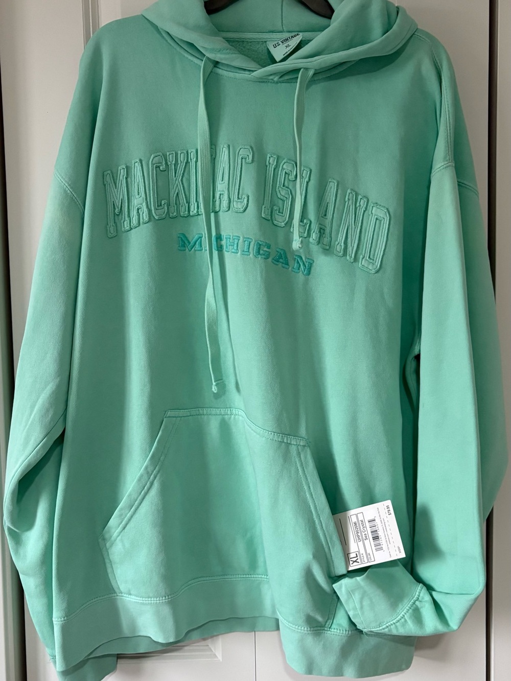 NEW with tags Mackinac Island Michigan Mint Green Hoodie Sweatshirt, XL
